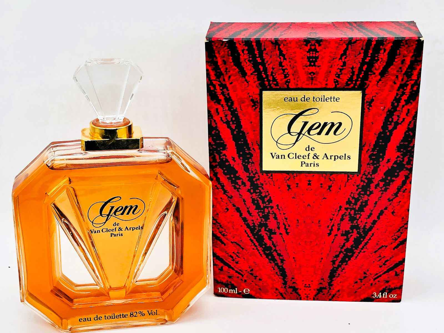 Profumo Gem Van Cleef in flacone ottagonale con confezione rossa, 100 ml di eau de toilette