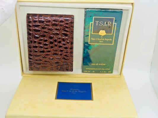 Set regalo con profumo Tsar Van Cleef in confezione elegante con astuccio in pelle bronzato