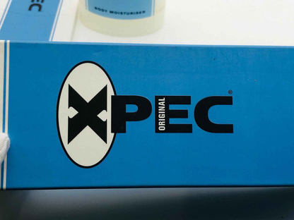 Scatola della Xpec Original Lozione Corpo con design blu e logo ben visibile